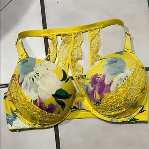 Floral Lace Yellow Bra